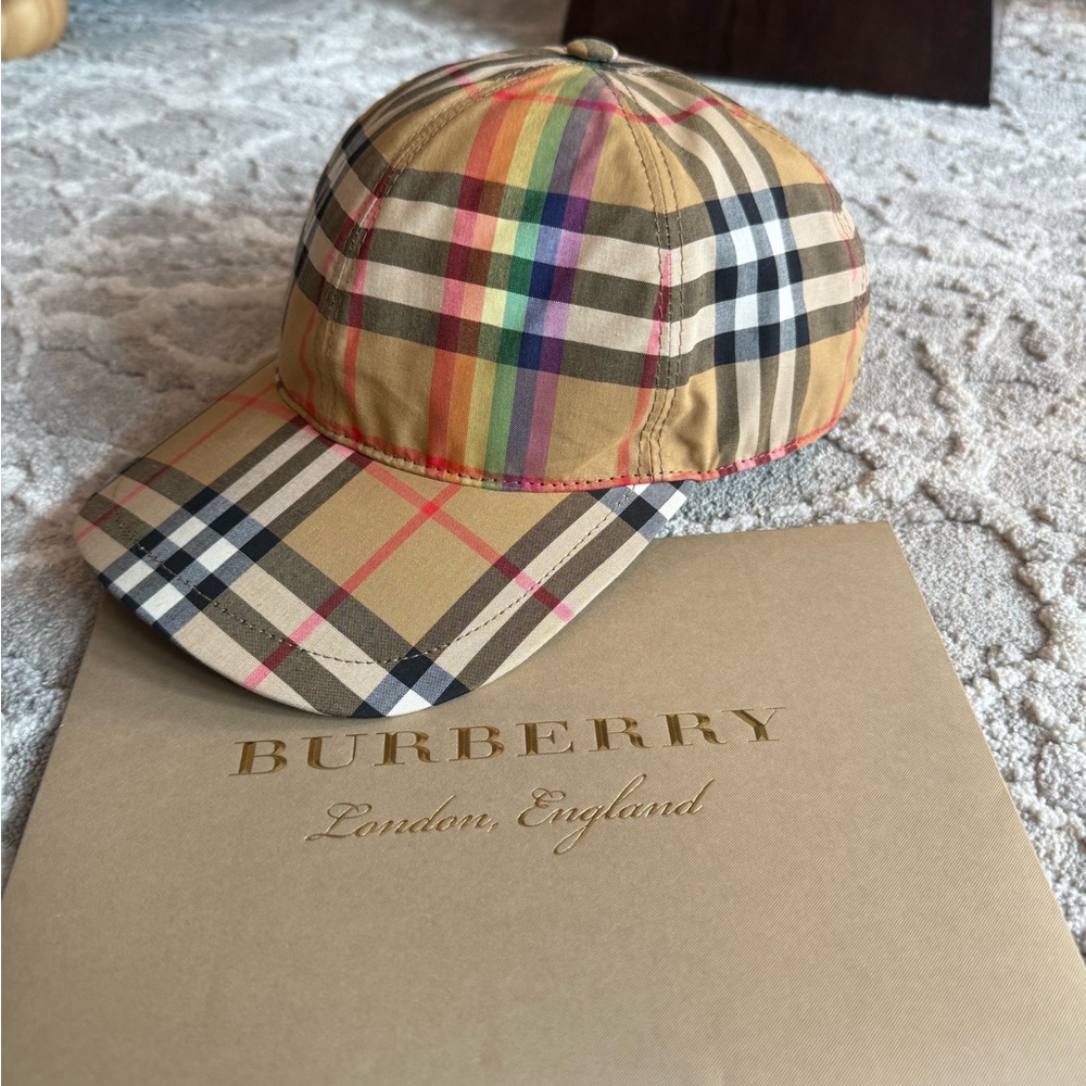 Burberry Multicolor Rainbow Check Cap Baseball Hat